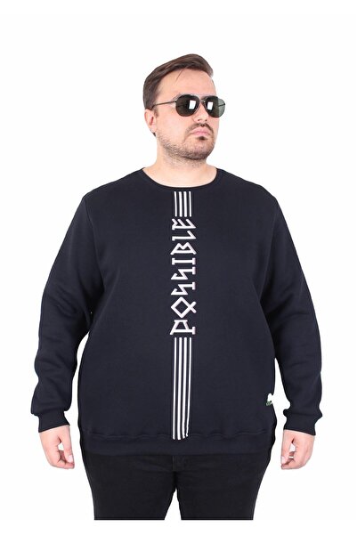 MocGrande Μεγάλο μέγεθος Crew Neck 3ip Sweat Possible 25719 ΣΚΟΥΡΟ ΜΠΛΕ