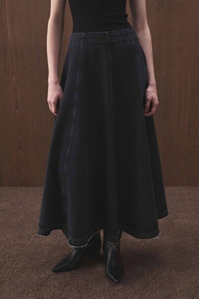 Hooopstore Cut-Out Denim Anthracite Skirt
