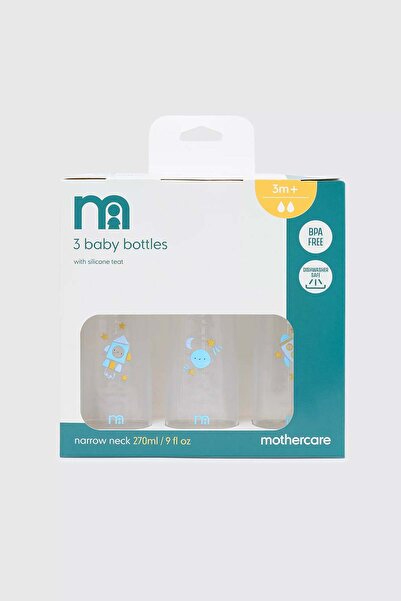 MOTHERCARE Narrow Neck Bottles, White Animal 3-pack