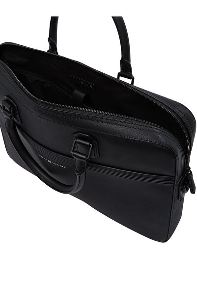 Tommy Hilfiger Men Black Business Leather Laptop Bag