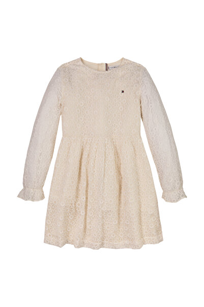 Tommy Hilfiger Girls Calico Long Sleeve Floral Lace Dress
