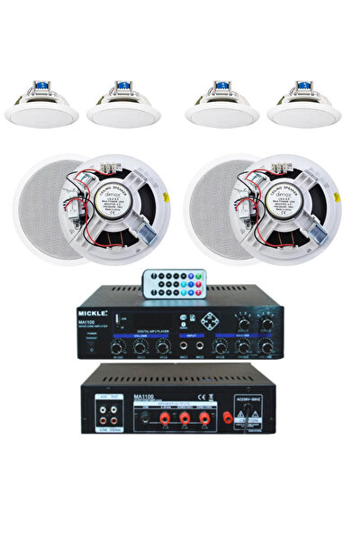 ERN Mickle MA1100 Amfi + Denox LS-C 6,5″ Tavan Hoparlörü Ses Sistemi Seti - 8’li