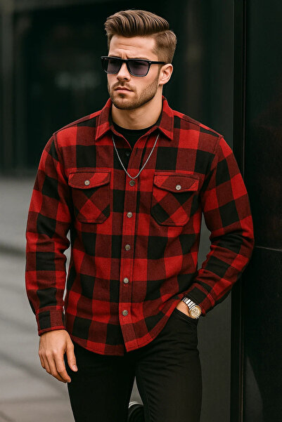 COMBİNE MİCHAİL Ανδρικό πουκάμισο βασικό χοντρό μεγάλου μεγέθους μπορντό