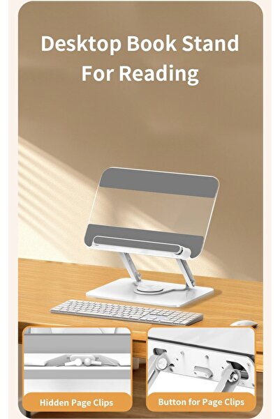 Coverzone L111 Tablet Kitap Tutucu - 360° Ayarlanabilir, Katlanabilir, Alüminyum Alaşım, Sağlam Stand