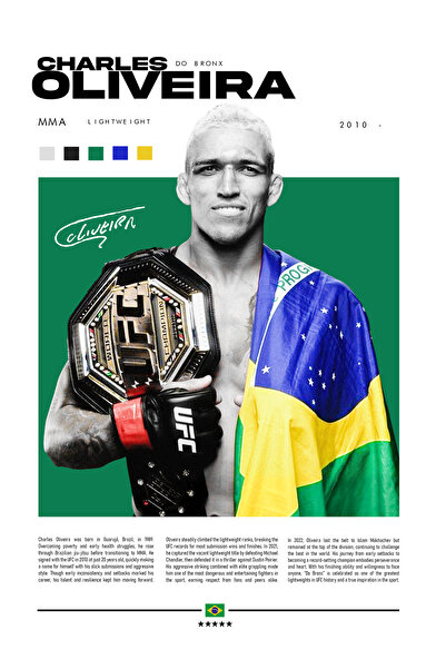 FudaLab Charles Oliveira UFC Tasarım Poster - De Bronx - Çerçevesiz