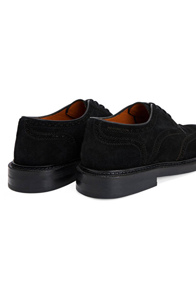Hemington Doğal Süet Deri Dikiş Detaylı Siyah Klasik Ayakkabı
