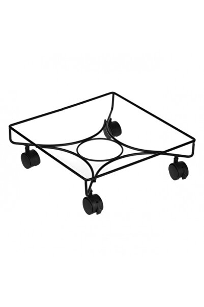 OEM Square metal plant pot stand, 4 wheels with locks, size 33 x 33 x 10.5 cm