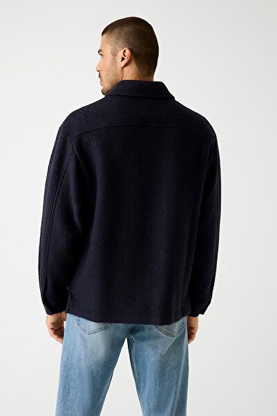 Guess Erkek Furry Gömlek Ceket - Lacivert