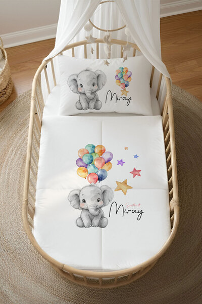 Homamia İsme Özel 4 Mevsim Anne Yanı Uyku Seti (60x100) %100 Pamuk