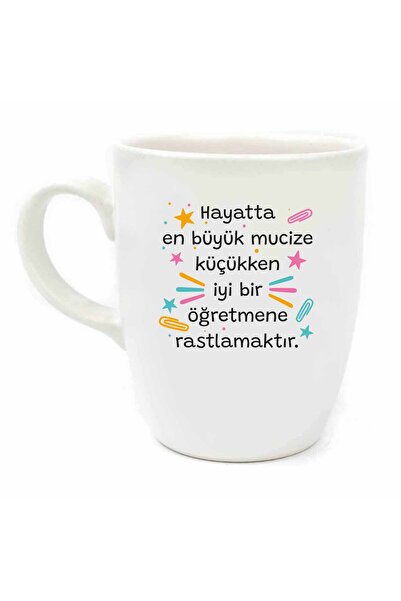 PALTO TASARIM The Greatest Miracle in Life Is Meeting a Good Teacher When You'Re Little Cream Oval Mug - Gift Mug Finc