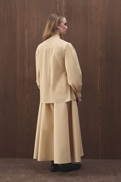 Hooopstore Premium Bow Detail Poplin Butter Yellow Shirt