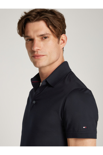 Tommy Hilfiger Men Desert Sky Short Sleeve Logo Embroidered Slim Fit Polo T-Shirt