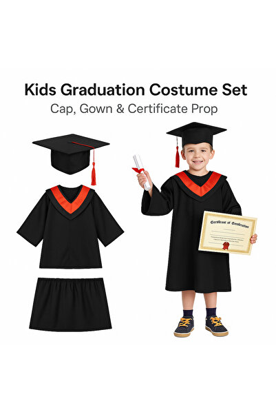 TSUMAB مجموعة أزياء التخرج للأطفال - قبعة، ثوب التخرج، وشهادة التخرج