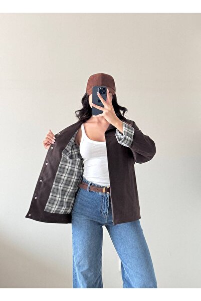 Sempre Women's Leather Collar Trench Fabric Jacket