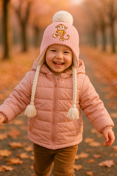 SİSTEM PELUŞ Children's Beret with Ear Covers and Soft Fur Inside