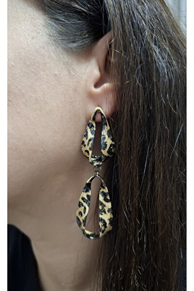 Leopar Sallantılı Küpe