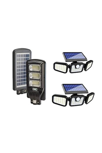 K KATHODE Package: 1x 150W Street LED Lamp and 2x 74-LED Solar Lamps,