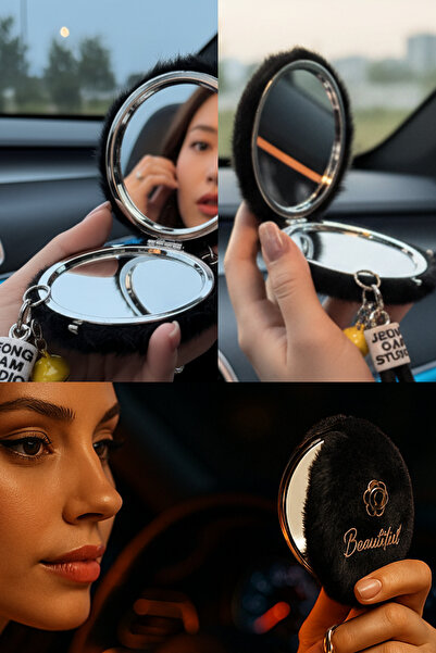 PlusOto Keychain Pocket Mirror Feather Bag Mini Makeup Mirror with Keychain Gift