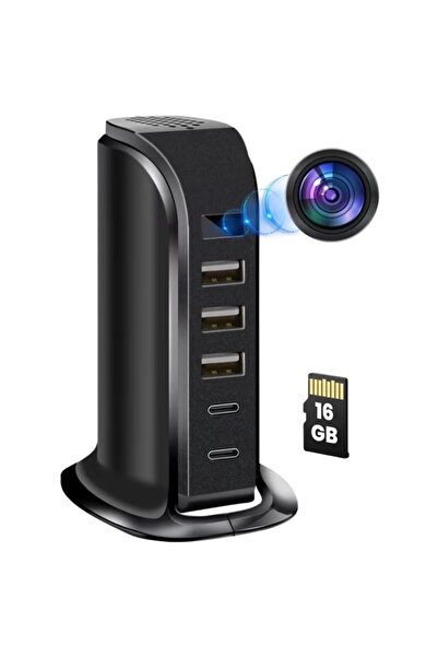 iUni Cameră spion cu stație de încărcare IP91, 16GB, Wi-Fi, Full HD, 20W, 2 p...