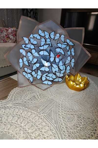Düş Sokağı Kelebek Buketi Kelebek Buketi Mavi 30 Kelebekli Işıklı(ledli)