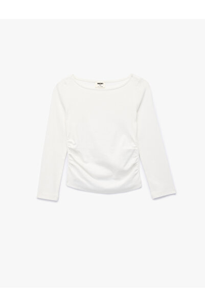 Koton Tricou din bumbac cu mânecă lungă și decolteu cu șnur