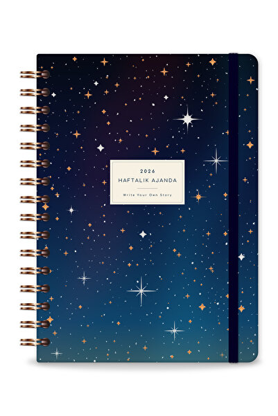 PAPERORA 2026 A5 Spiralli Haftalık Ajanda 12 Aylık - Galaksi