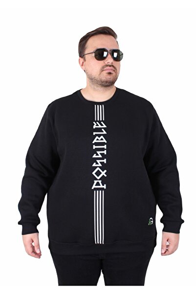 MocGrande Μεγάλο μέγεθος Crew Neck 3ip Sweat Possible 25719 ΜΑΥΡΟ