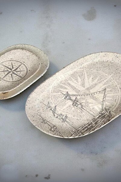 İkram Dünyası Id Fine Piri Reis Series Oval 3-Piece Boat Plate Set