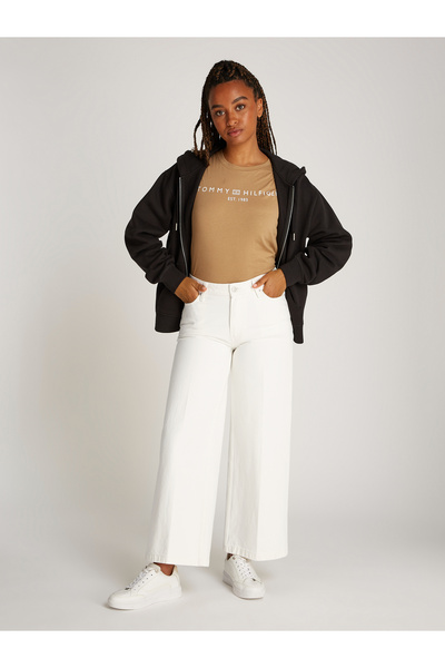 Tommy Hilfiger Women Ecru High Rise Wide Jeans