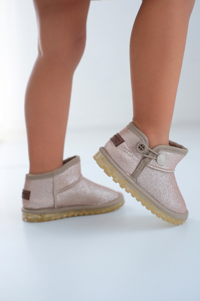 Mumenim Ασημένιες χρυσές μπότες Aurora για κορίτσια και μωρά | Άνετες χειμερινές μπότες με επένδυση από γούνα και ορθοπεδική αντιολισθητική σόλα