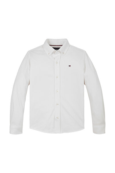Tommy Hilfiger Boys White Long Sleeve Pique Regular Fit Shirt