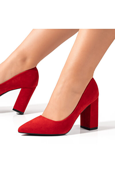 BMoD Women's red suede shoes with a chunky heel MOD06129