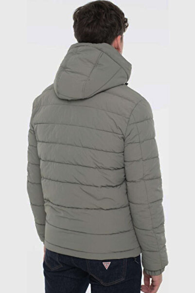 Guess Erkek Light Kapüşonlu Şişme Mont - Haki