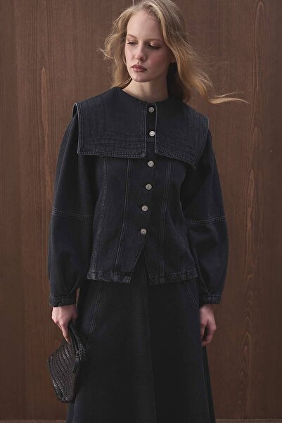 Hooopstore Collared Denim Anthracite Jacket