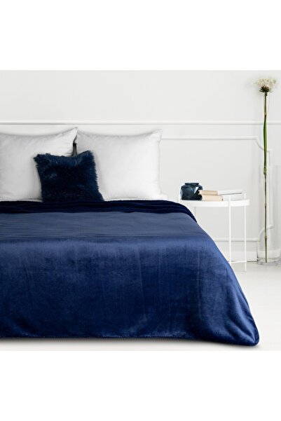 Eurofirany TEDY bed blanket/cover 170x210 navy blue soft bouclé + warm fleece