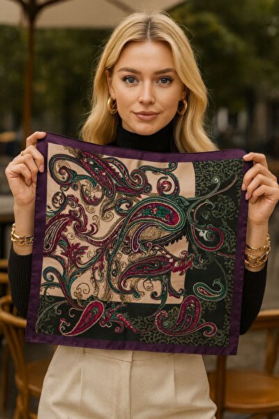 MARBERRY FLR14 Eșarfă de damă cu model 50x50 cm