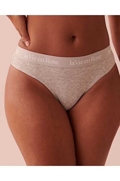 La Vie en Rose Cotton and Logo Elastic Band Thong Panty
