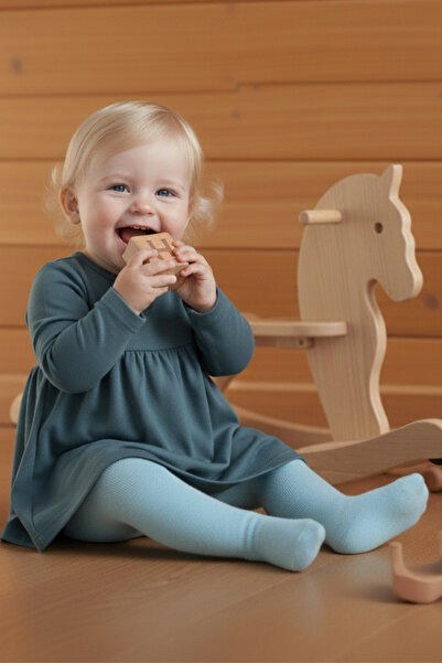 Parla Kids Baby Girl Blue Cotton Pantyhose