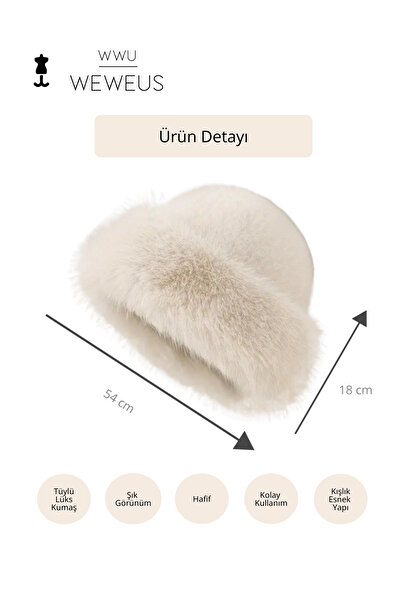 Weweus Cream Beige Furry Fur-Looking Winter Premium Women's Hat