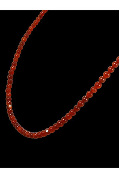 Zodyak Doğal Taş Kırmızı Akik Kadın Kolye 3 mm | Minimalist Kolye
