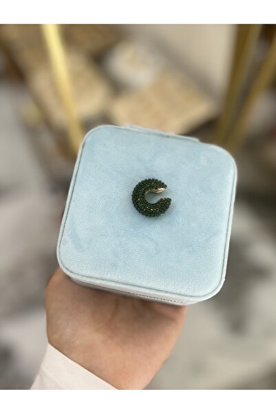 the ASEL İNCİ Green Stone Detailed Earcuff Model Earrings