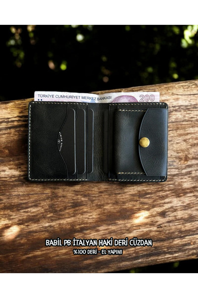 Nicevia Babil Pb Italian Khaki Leather Wallet