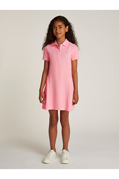 Tommy Hilfiger Girls Pink Sugar Short Sleeve Pleated Polo Dress