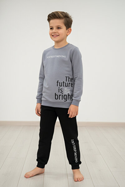 zubi baby & kids wear Children's Gray/Black Printed Tracksuit Set (Ages 11-14)