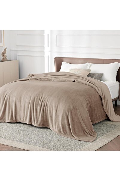 BEDSURE Premium Fleece Flannel Blanket, 150x200 cm, Light Brown
