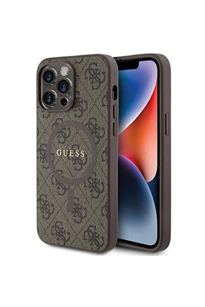 Guess Carcasă pentru iPhone 14 Pro Max, maro, cu inel HC Classic, logo