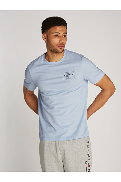 Tommy Hilfiger Men Breezy Blue Monotype Printed Label T-Shirt