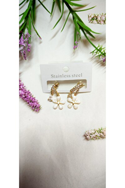 laniva bags Steel Gold Earrings with Flower Pendants