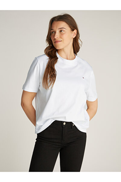 Tommy Hilfiger Women Th Optic White Modern Crew Neck Relaxed T-Shirt