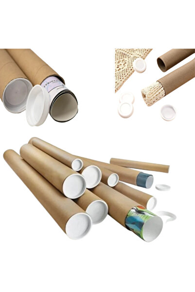 HPY Postüp Karton Silindir Kutu - Ambalaj (125 x 7,6 cm) Kapaklı